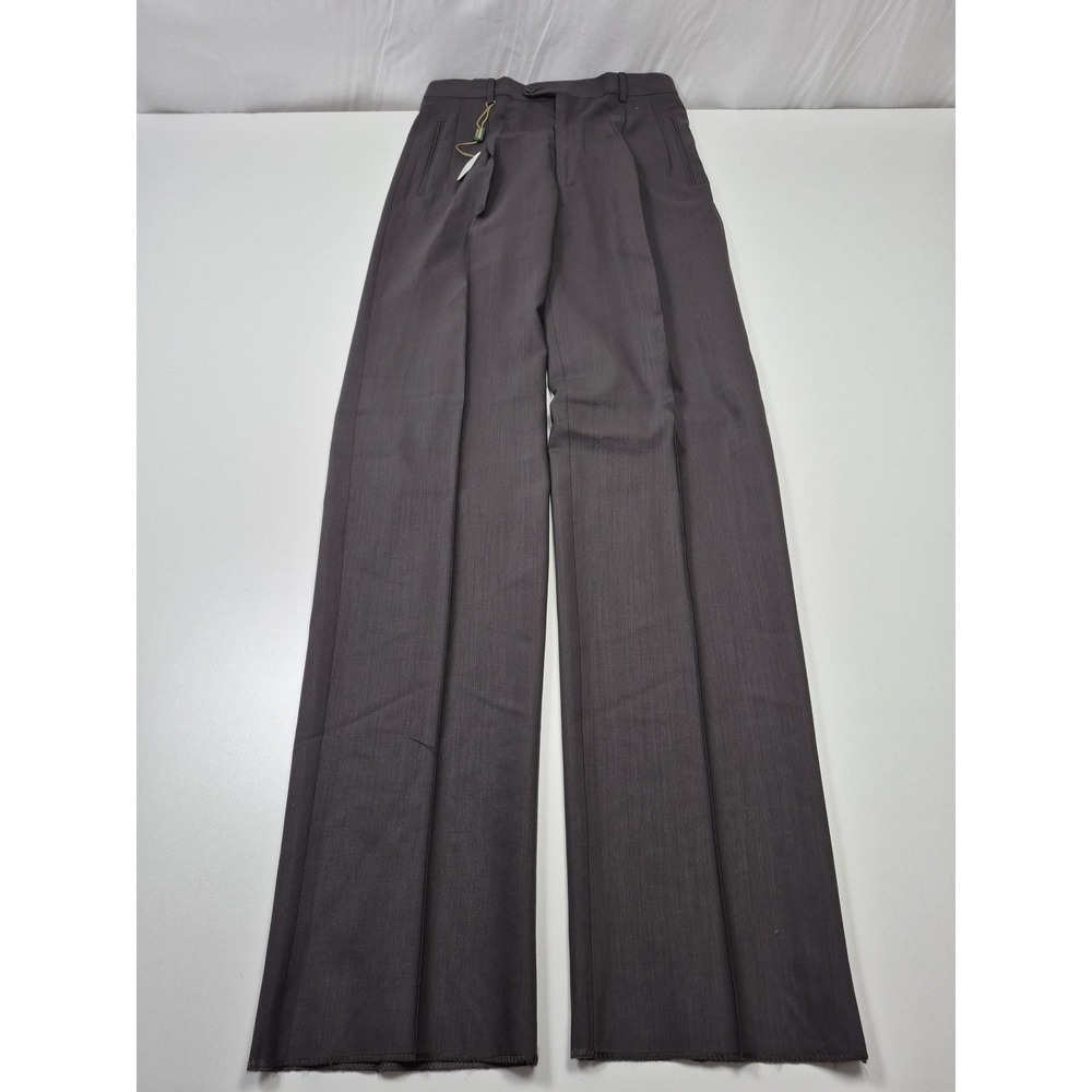 Zanieri Dress Pants Mens 30x37 Gray Wool Pleated Unhemmed Super 100 Italy NWT